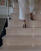 sandalias plataforma y tacón alto en piel dorada fabricadas a mano en España