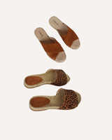 Sandalia Cuña Tiras Cruzadas Serraje Camel