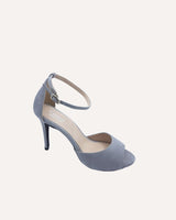 sandalias tacón alto aguja en piel gris fabricadas a mano en España