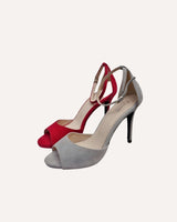 sandalias tacón alto aguja en piel gris fabricadas a mano en España