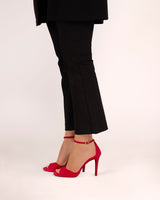 sandalias tacón alto aguja en piel roja fabricadas a mano en España