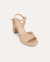 sandalias con plataforma en piel efecto coco nude. Cassani Made in Spain