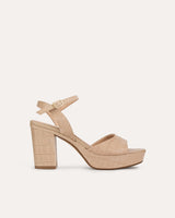 sandalias con plataforma en piel efecto coco nude. Cassani Made in Spain