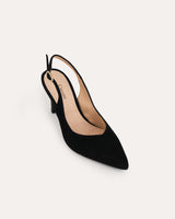 Stilettos destalonados en piel negra. La altura perfecta para cualquier evento