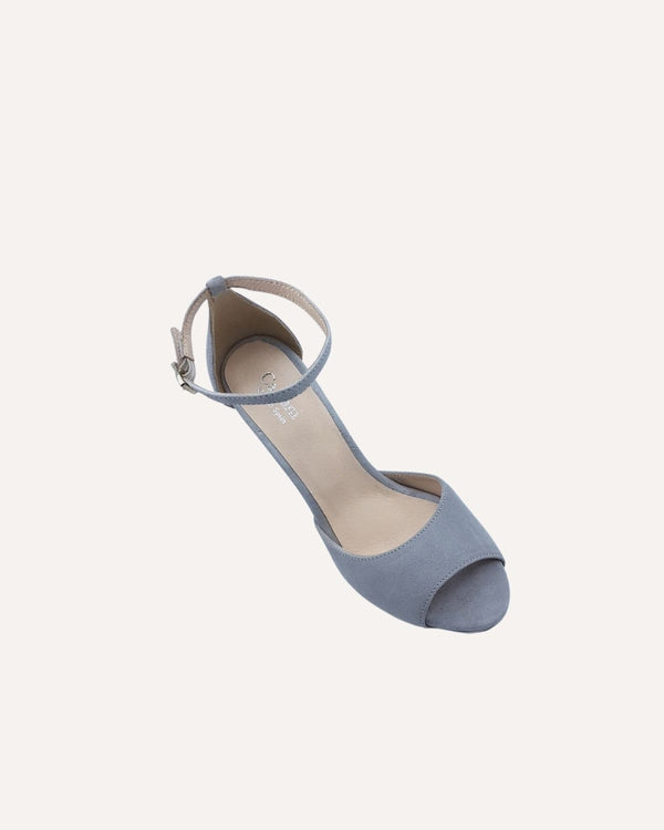 sandalias tacón alto aguja en piel gris  fabricadas a mano en España